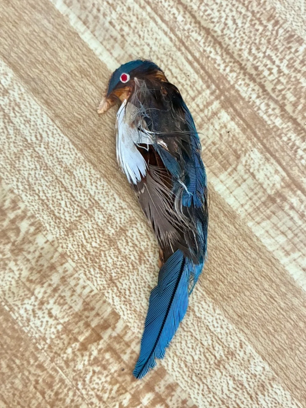 VTG 1960s Feathered Bird Brooch Kingfisher